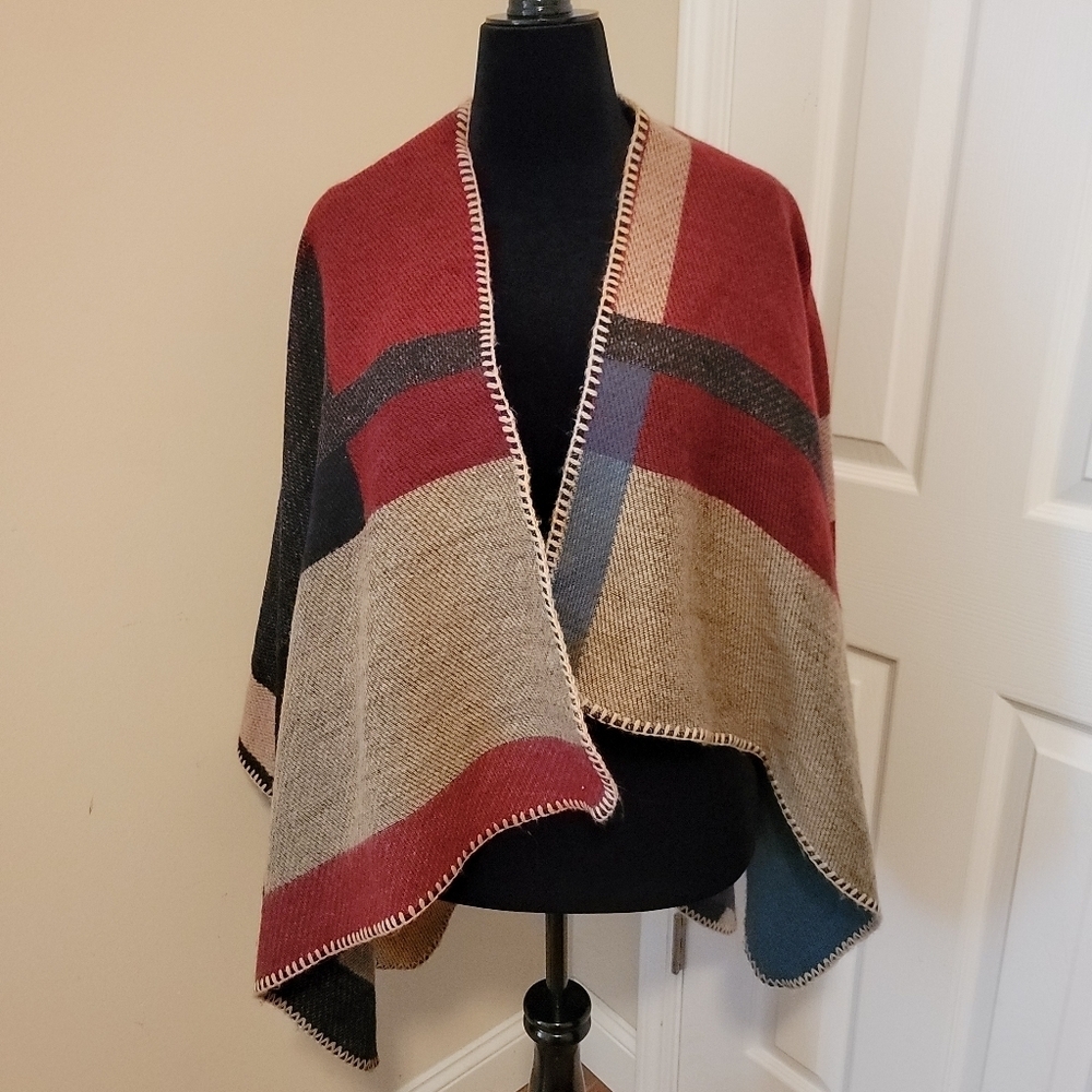 Color Block Reversible Shawl / Wrap - Picture 1 of 6